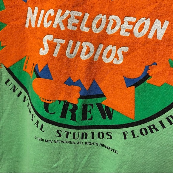 Vintage 1990 Nickelodeon Universal Studios Promo Slime Shirt Bright Green Tank - Picture 9 of 11